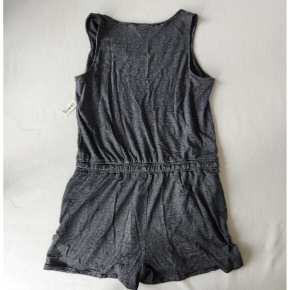 Daily Ritual Women’s Romper XL Black White Striped Sleeveless Elastic Waist - Picture 2 of 10